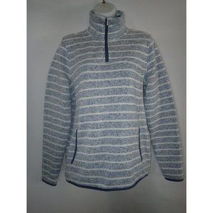 Thread + Supply Anthropologie 1/4 Zip Striped Pullover Sweater Women's‎ L Blue
